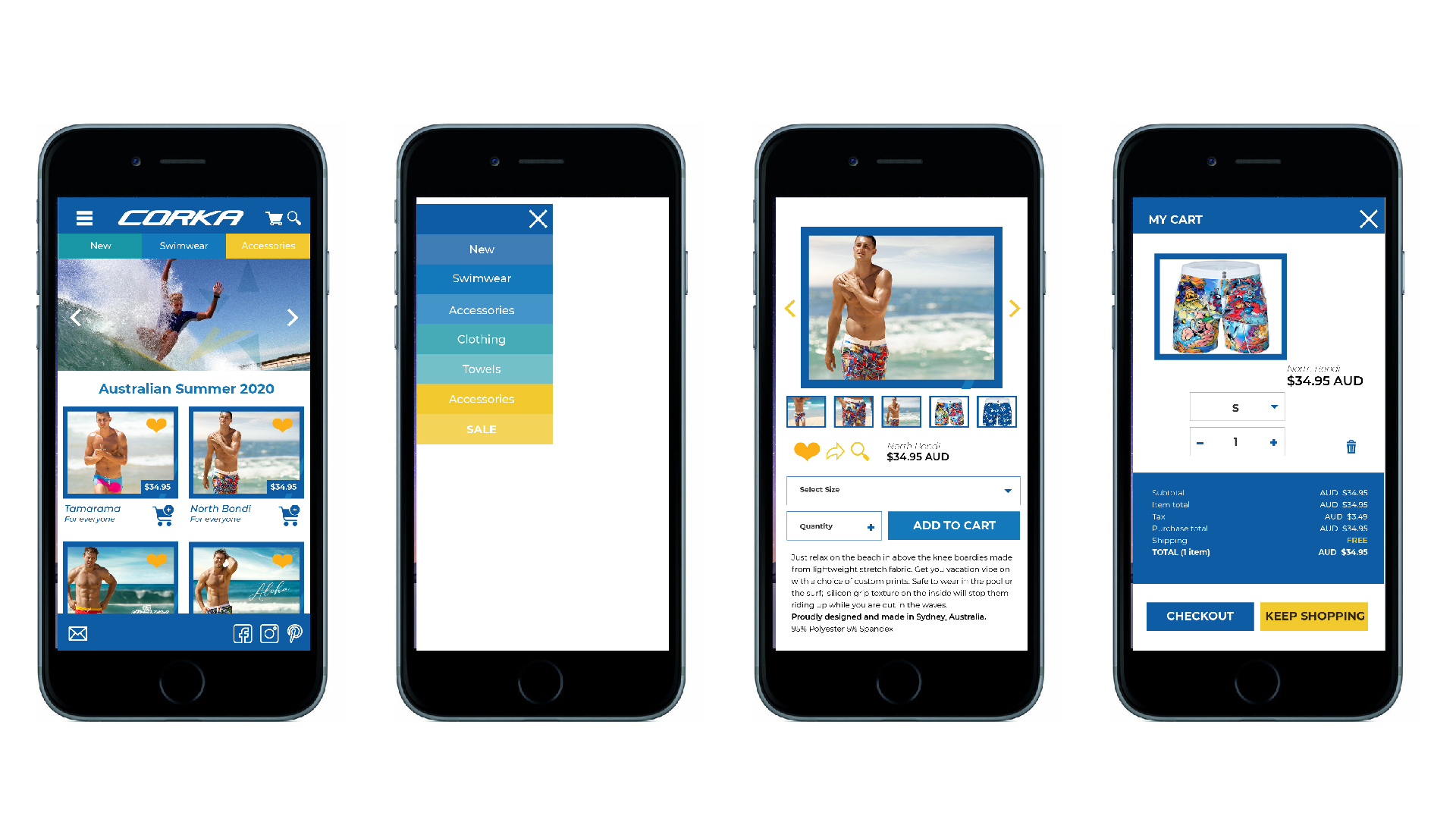 Corka Swimwear Mobile website e-commerce