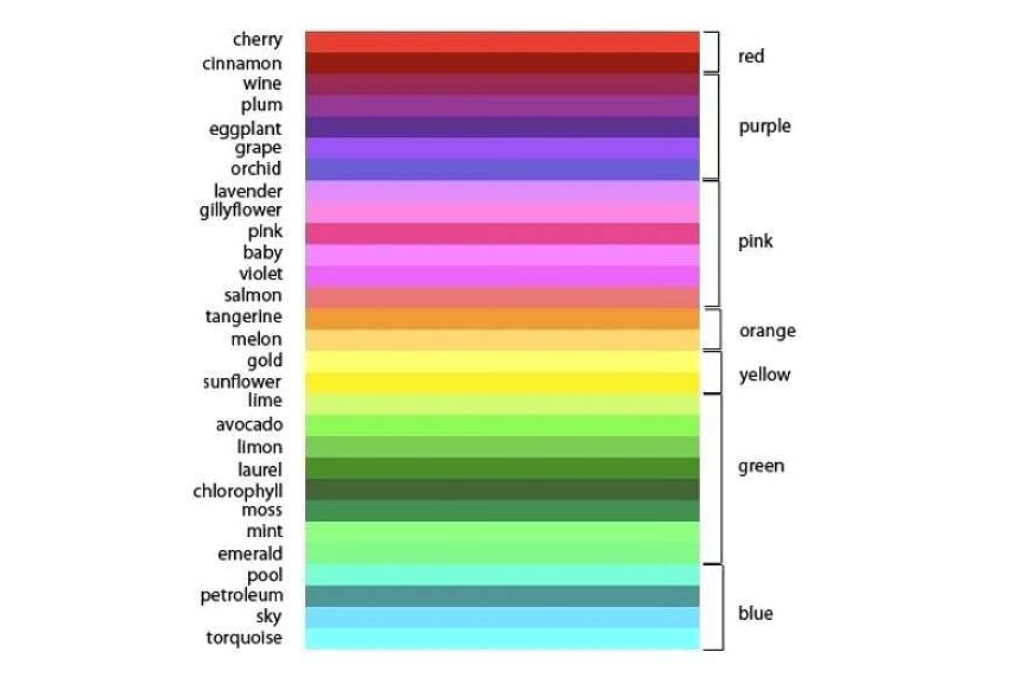 Color name comparison of detail chart