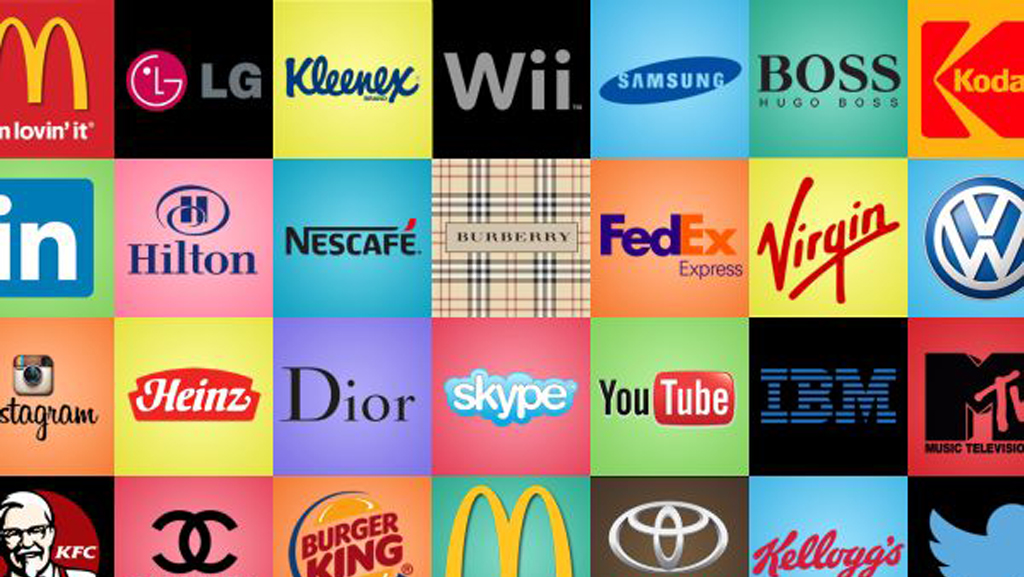 A collection of well known logos from around the world in different colors and styles