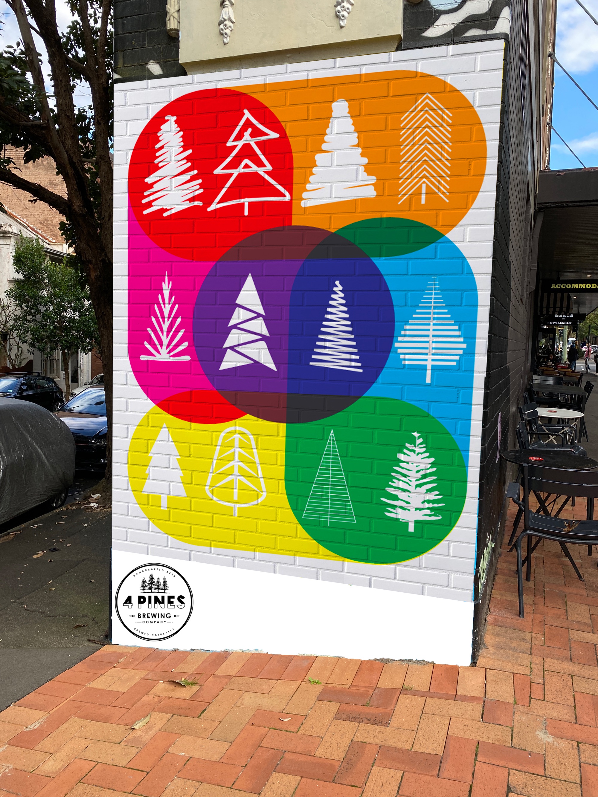 Darlo Bar, Darlinghurst: wall mural for 4 Pines Brewing
