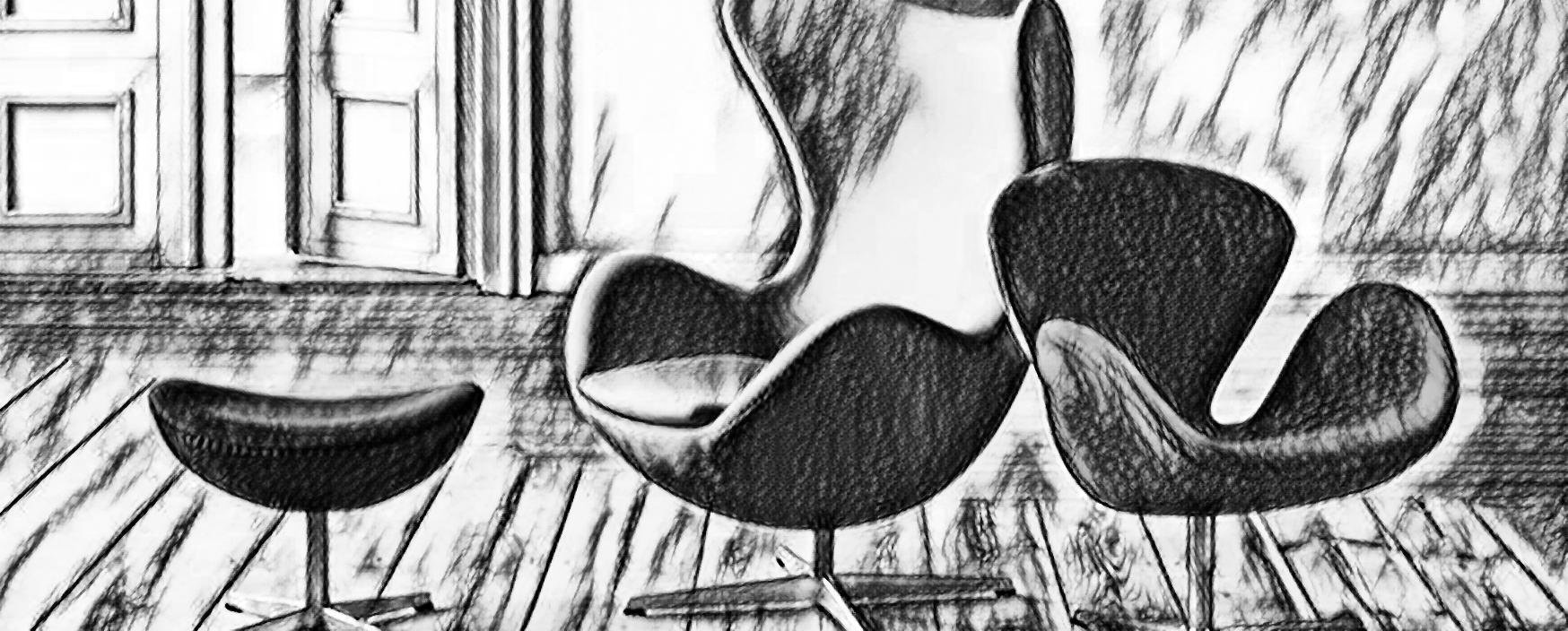 The Egg chair designed by Arne Jacobsen in 1959 for the Radisson SAS hotel in Copenhagen, Denmark. It is manufactured by Republic of Fritz Hansen