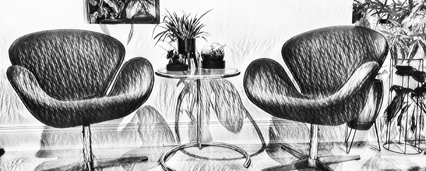 The Swan chair designed by Arne Jacobsen in the Danish modern style in 1958 for the Radisson SAS Royal Hotel in Copenhagen